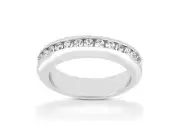 0.26ct Diamond Wedding Band Ring 18k White Gold Round Cut Channel Setting I SI2