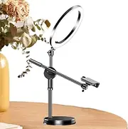 Selfie Ring Light with Stand, Articulating Arm with Selfie Ring Light and Phone Holder, Articulating Arm Camera Mount LED Video Lighting for Online Teaching, Still Life Photography