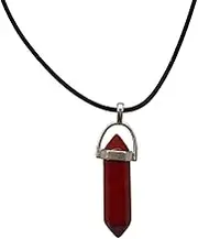 Double Point Pencil Pendant, Black String, Red Jasper