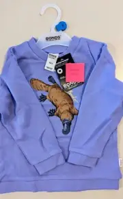 RARE Bonds - Purple Platypus Jumper - Kids Clothing NEW CHEAP - Size 3