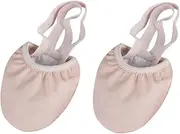 Vaguelly 1Pair Elastic Band Half Ballet Shoes for Adults Dance Training Toe Protector Non Slip Breathable Design for Dance Practice and Performance Beige