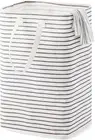 72L Collapsible Laundry Basket, Freestanding Hamper with Long Handles (Grey, 1 P