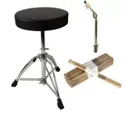 Zenison Drum Throne Bundle Adjustable Tripod Swivel Stool w/ Sticks Cymbal Stand