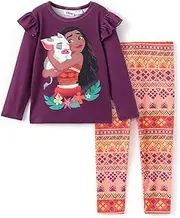 [Disney] Princess Girls Outfits Ruffle Mesh Hem Long-sleeve Top Floral Bowknot Pants 2PC