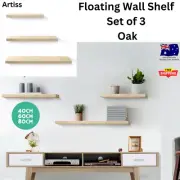 Artiss Floating Wall Shelf Organise Bookshelf Storage Guest Décor Set -3 Oak