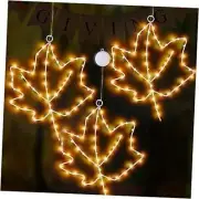 Window Decorations Fall Window Lights,3 PCS Maple Leaf Fall Decor Orange