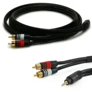 Monoprice 6-foot 3.5mm Stereo Male Plug to RCA Male Plugs | US Seller Fast Ship