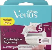 Gillette Venus Comfort Glide Sugarberry with Olay 5 Blade Refills (Pack of 8)