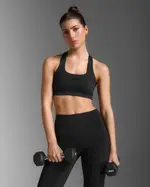 Form Racerback Medium Impact Bra, 2XU, XL, Black/Black, Female