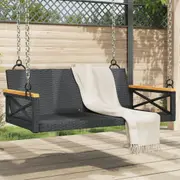 Swing Bench Hammock Chair Hanging Seat Garden Backyard Black Poly Rattan vidaXL