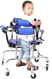6 Wheels Walkers, Rehabilitation Standing Walking Aid, Height-Adjustable Mobile Walker Rollators with Seat, Cerebral Palsy Disabled Kids Walker
