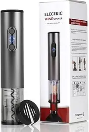 LeadwayTek Electric Wine Bottle Opener Battery Operated Automatic Red Wine Corkscrew Opener Cordless Auto Reusable Easy Carry Wine Opener with Foil Cutter Wine Accessories for Wine Lovers,Dark Grey
