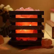 NatureBoost Himalayan Salt Lamp(Wooden Basket with Natural Chunks), Dimmable, Classic Design, Extra Bulb, Unique Gift Idea (BlackBasket 2)