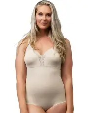 [Naturana] Minimiser Cup Shaping Bodysuit with Lace in Light Beige