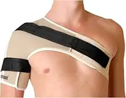 Bodyassist Sports Thermal Shoulder Support with Stabiliser Strap, Beige, Left Side, Extra Large