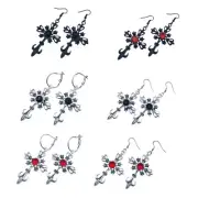 Cross Dangle Earrings Crystal Cross Studs Earrings Crucifixion Dangle Earrings