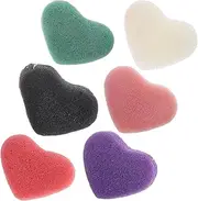 HONITANO 6Pcs Heart Shape Facial Cleansing Sponges Exfoliating Face Scrubber Gentle Skin Cleansing for Smooth and Refined Skin