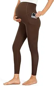 [JOYSPELS] Smooth Feeling Maternity Leggings Mesh Pregnancy Pants Over The Belly with Pockets