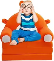 Kids Folding Couch | 2-in-1 Convertible Sofa to Lounger,Cute Cartoon Lazy Sofa Backrest Armchair Children Flip Open Sofa Bed for Living Room