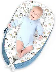 AMAWMW Baby Lounger for Newborn Infant Baby Nest Sleeper for 0-12 Months Portable Adjustable Washable Lounger Cover for Co Sleeping Removable Slipcover Lounger Pillow Floor Seat for Travel Essentials