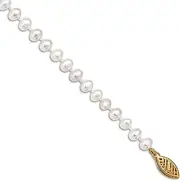 [JewelryWeb] 14k Yellow Gold Pearl clasp 4 4.5mm White Freshwater Onion-Freshwater Cultured-Pearl Bracelet Link-Bracelet for Women