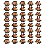40Pcs 1" Ribbon Flowers Bows Mini Satin Roses Flowers Coffee/Brown