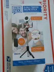 ReTrak Tripod Selfie Stick with LED Ring Light and Wireless Remote ~ Black