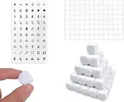 coiyie 16 mm Blank Dice Write On Bulk of 55 Pieces White Rouned Six Sided for Custom, DIY Math Dice, Board Games, Teaching with 60 Styles Stickers, Including Left, Right, Food Decisions, etc.