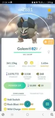 Alolan Golem ( Maxed Out To Level 40 ) ( Two Charged Moves ) Pokemon Trade Go
