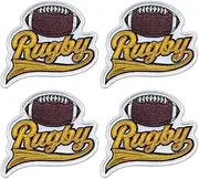 [Patchion] Set of Four - Rugby - Yellow Version - Black VeIcro/Hook and Loop Backing - Embroidered Patch/Badge/Emblem