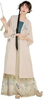 [IDZNFNFX] Song Dynasty Hanfu Set Retro Daily Hanfu Chinese Traditional Long Shirt & Pleated Skirt,B,XLarge
