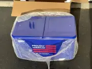 NEW Metal Cooler Portable Wheels Ice Beer Beverage Chest Skyy Vodka RARE Blue