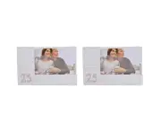 2x Gibson Gifts 25th Wedding Anniversary Photo Frame Home/Garden Decor 6x4"