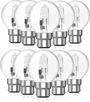 Bonlux G45 B22 Halogen Light Bulbs, 42W, AC 220-240V 2700K Warm White, Non Dimmable, Clear Round Bayonet Bulb for Chandeliers, Wall Lamps, Floor Lamps, Pack of 10