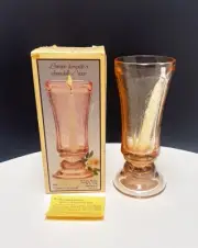 VTG Hurricane Pastel Pink Glass Candle Lamp/Vase 81/4” Tall Indiana Glass Footed