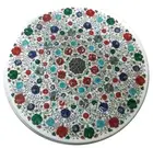 Round Marble Dining Table Top Nature Gemstone Inlay Work Center Table for Home