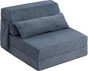 Tiita Folding Sofa Bed with Pillow Single Size Mattress&Plush Fabric with Portable Storage Bag,Floor Lounger Chair Bed for Living Room,Guest Room,Dorm,Apartment,Upstairs Loft,Home Office