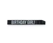 Black Bday Girl Flashing Sash Black With Silver Foil Lettering Girls Costume