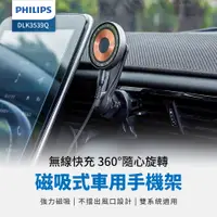 在飛比找PChome24h購物優惠-PHILIPS 飛利浦 磁吸無線車用快充手機架組 DLK35