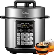 MIDEA Electric Pressure Cooker 5L, 11-in-1 Instant Multi Cooker with Safer Venting Design, Rice Cooker, Slow Cooker, Sous Vide, Saute Pot, Stainless Steel, 900W (Chinese Panel)
