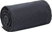 Micro Yoga Towel Skin-Friendly Sweat-absorbe -Skid Washable Yoga Classes Towel with Carry Bag Dark Gray