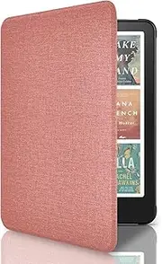 Slimshell Case Cover with Hand Strap Belt for 7" All-New Kindle Paperwhite 12th 2024 or Kindle Paperwhite Signature Edition 2024, Smart Shell with Auto Sleep/Wake -Pink Fabric Texture