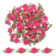 150 Pcs Rose Red Mini Roses Bow 15mm Ribbon Roses for Appliques Crafts