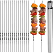 Stainless Steel BBQ Skewers - 40pcs Kebab Skewers with Metal Storage Tube