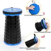 Heavy Duty Portable Telescopic Stool Foldable Camping Hiking Chair - Blue