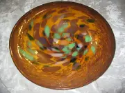 Large Decorative Artistic Bowl Hand Blown Glass Center Piece Entertain NEW!