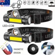 LED Headlamp Super Bright Head Torch USB Rechargeable COB Headlight Waterproof