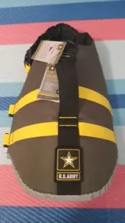 U.S. Army Dog Life Vest Jacket Size Medium Green Yellow Official Adjustable