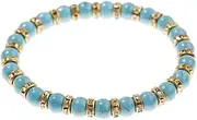 [IBOWZ] Crystal Bracelet Bead Bracelets Crystal Bracelet, 7 Chakra Natural Stone Beads Blue Bangle Turquoise Elastic Bracelet Yoga Golden Setting Zircon Hoop Jewelry for Women Men
