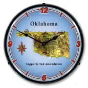 Oklahoma Supports the 2nd Amendment, Lighted Backlit LED Clock